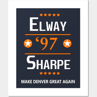 Denver Broncos 1997 NFL Shirt John ELWAY Shannon SHARPE Make Denver Great Again Posters and Art